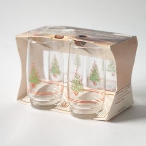 Set of 4 Anchor Hocking Vintage 80s Christmas Tree Tumblers/Beverage Glasses